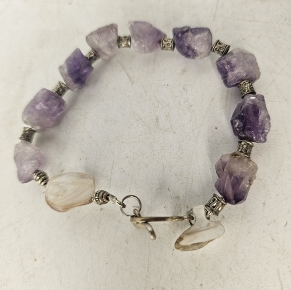 Amethyst, mother of pearl, and‎ silver bracelet - Picture 6 of 13
